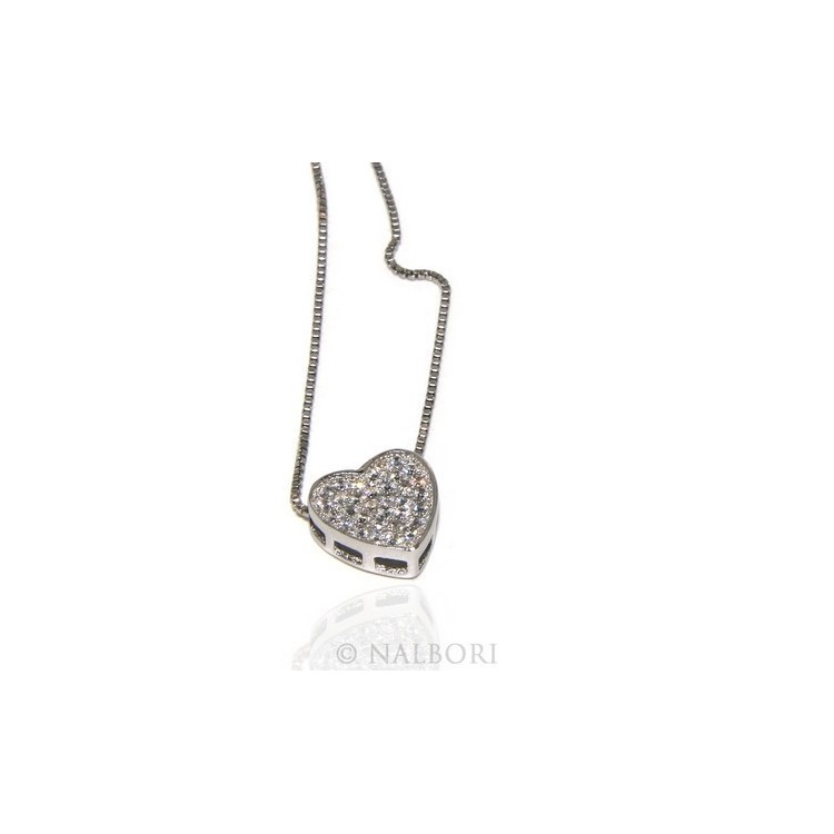 RMB|Argento 925 : Collana Collier donna cuore pavè di zirconi microsetting