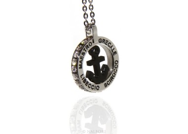 RMB|Steel: forzatina necklace with round pendant STILL and twenty black cubic zirconia