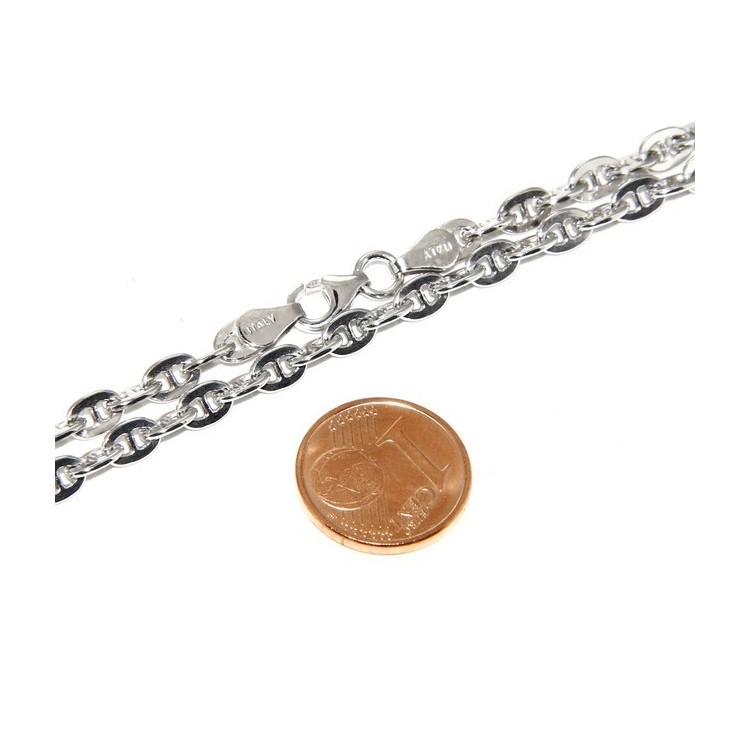 RMB|ARGENTO 925 : Collana stile vintage traversino 6 x 8 massiccio uomo donna lunga 70 o 85 cm