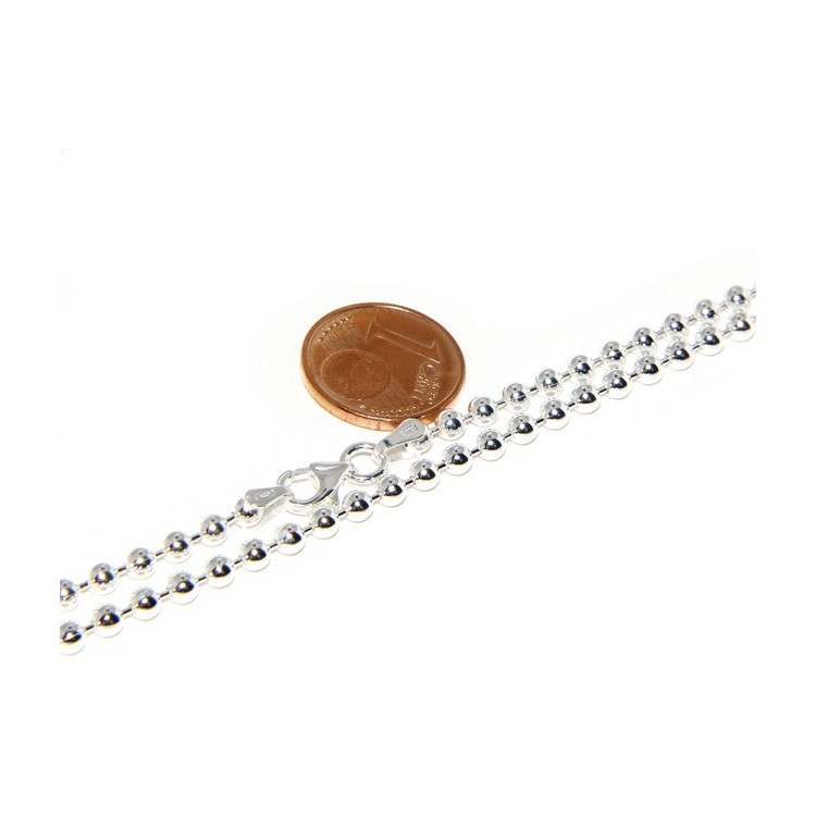 RMB|ARGENTO 925 : Girocollo collana pallini palline balls 3,0 mm varie lunghezze modello chiaro sbiancato