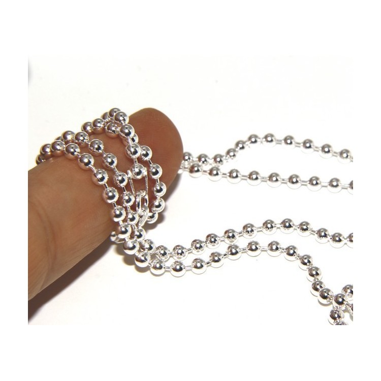 RMB|ARGENTO 925 : Girocollo collana pallini palline balls 3,0 mm varie lunghezze modello chiaro sbiancato
