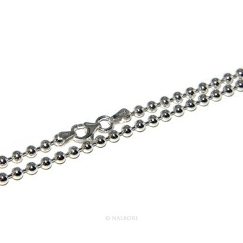 RMB|ARGENTO 925 : Girocollo collana pallini palline balls 3,0 mm varie lunghezze modello chiaro sbiancato