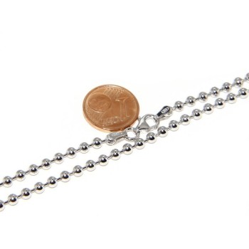 RMB|ARGENTO 925 : Girocollo collana pallini palline balls 3,0 mm varie lunghezze modello rodio rodiato