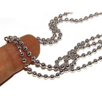RMB|ARGENTO 925 : Girocollo collana pallini palline balls 3,0 mm varie lunghezze modello rodio rodiato