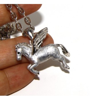 RMB|SILVER 925: long necklace pendant forzatina 6x8 winged horse Pegasus 3D enamelled