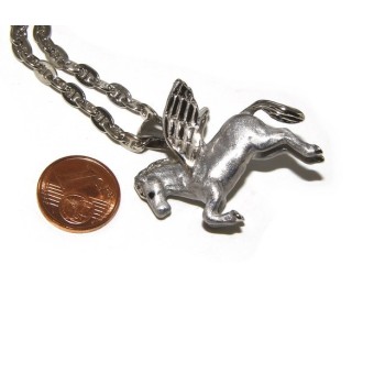 RMB|ARGENTO 925 : lunga collana forzatina 6x8 pendente pegaso cavallo alato 3D smaltato