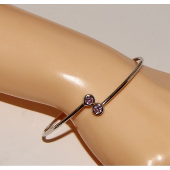 RMB|ARGENTO 925 : Bracciale donna schiava orecchini anello zirconi naturali rosa rosaline brillante