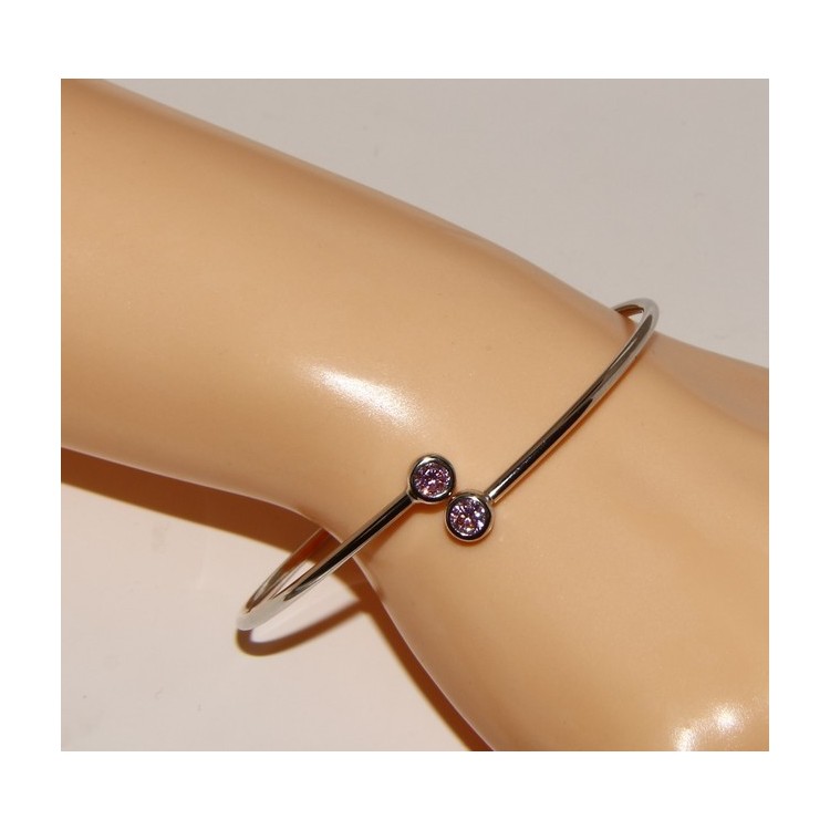 RMB|SILVER 925: Bracelet slave woman earrings natural zircons Ring brilliant pink rosaline