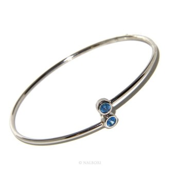 RMB|ARGENTO 925 : Bracciale donna schiava orecchini anello zirconi naturali Blu oltremare chiaro - capri blue brillante