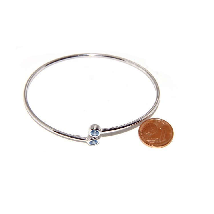 RMB|ARGENTO 925 : Bracciale donna schiava orecchini anello zirconi naturali Blu oltremare chiaro - capri blue brillante