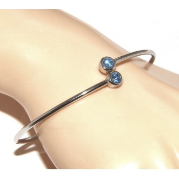 RMB|SILVER 925: Bracelet slave woman earrings natural zircons Ring   Blue light ultramarine - capri brilliant