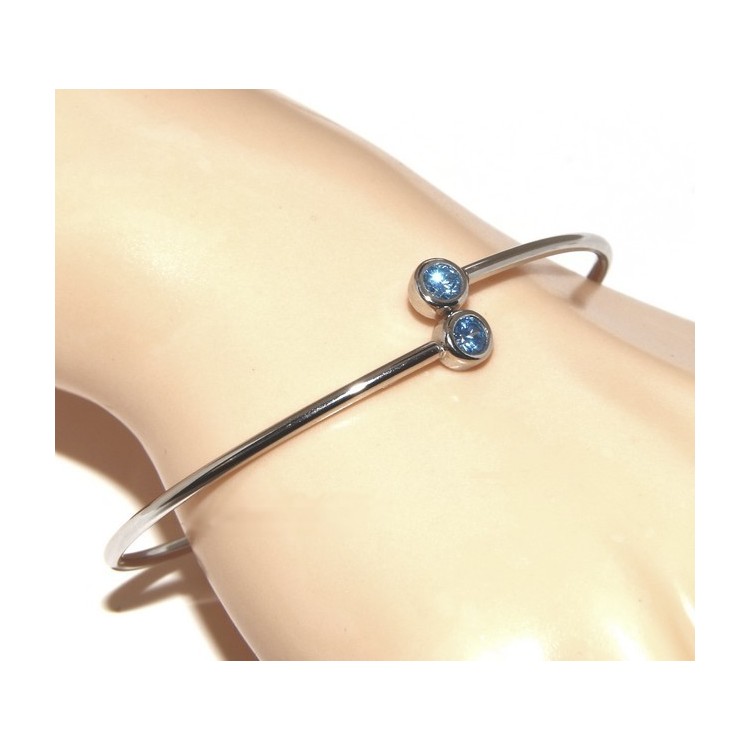 RMB|SILVER 925: Bracelet slave woman earrings natural zircons Ring   Blue light ultramarine - capri brilliant