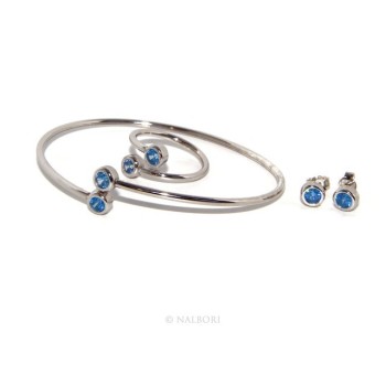 RMB|SILVER 925: Bracelet slave woman earrings natural zircons Ring   Blue light ultramarine - capri brilliant