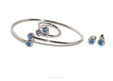 RMB|SILVER 925: Bracelet slave woman earrings natural zircons Ring   Blue light ultramarine - capri brilliant