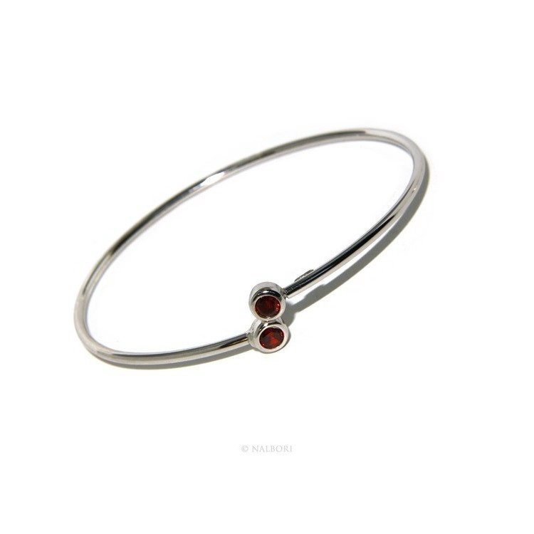 RMB|ARGENTO 925 : Bracciale donna schiava orecchini anello zirconi naturali rosso granato (ruby)  brillante