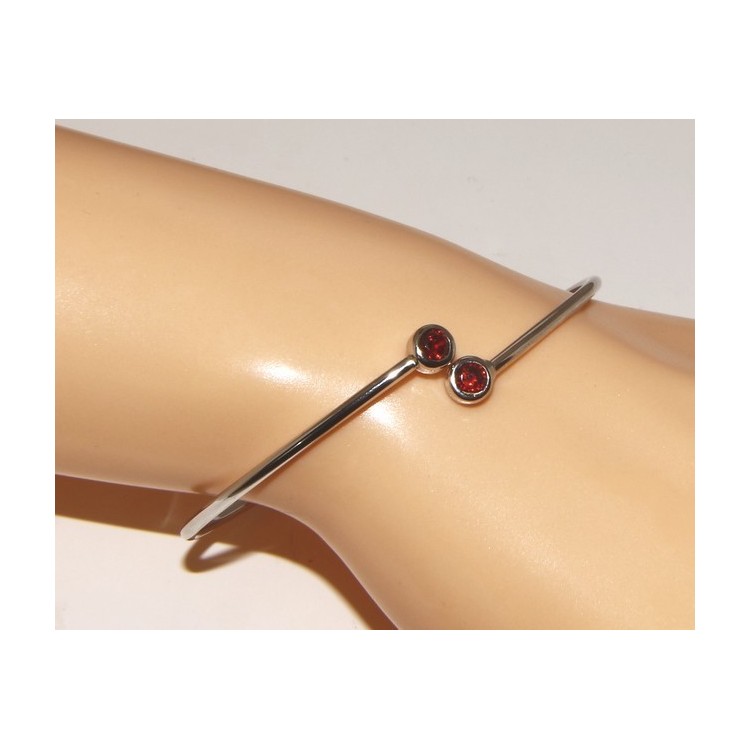 RMB|ARGENTO 925 : Bracciale donna schiava orecchini anello zirconi naturali rosso granato (ruby)  brillante
