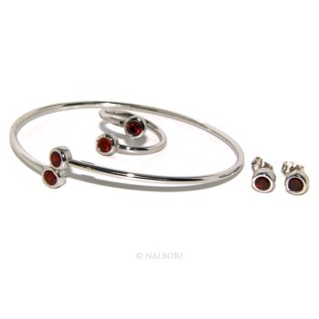 RMB|SILVER 925: Bracelet slave woman earrings natural zircons Ring  garnet red (ruby) brilliant