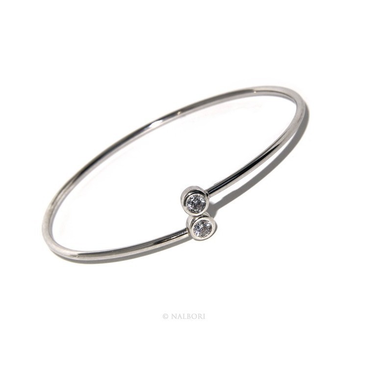 RMB|ARGENTO 925 : Bracciale donna schiava orecchini anello zirconi naturali bianco crystal  brillante