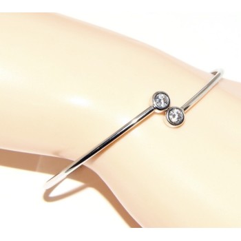 RMB|ARGENTO 925 : Bracciale donna schiava orecchini anello zirconi naturali bianco crystal  brillante