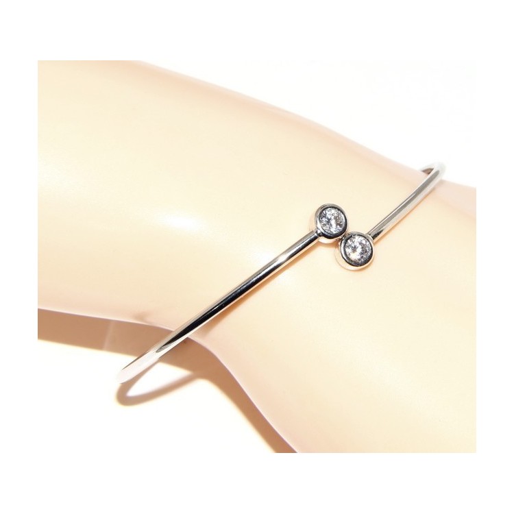 RMB|ARGENTO 925 : Bracciale donna schiava orecchini anello zirconi naturali bianco crystal  brillante