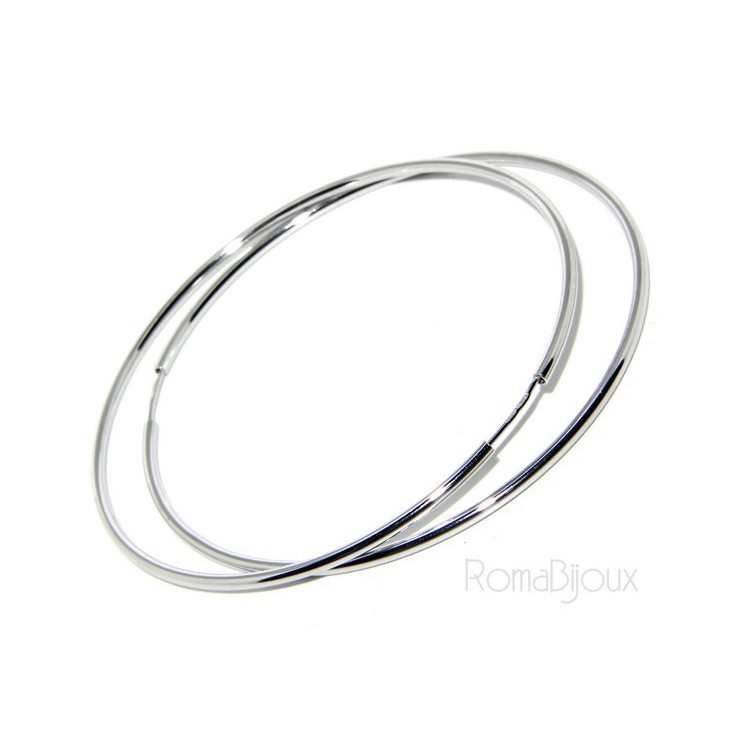 RMB|Argento 925 : orecchini donna anelle cerchi boccole lisce classiche 74 mm