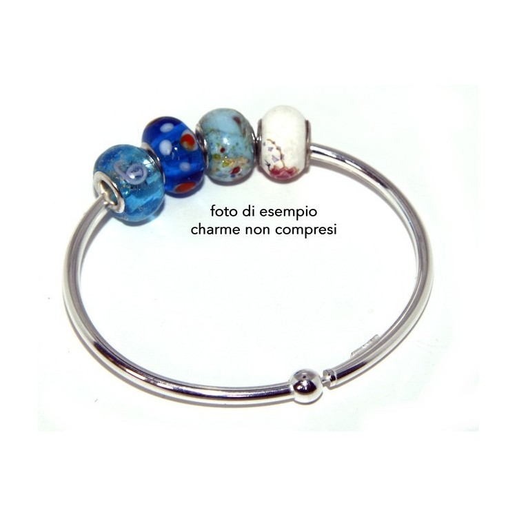 RMB|ARGENTO 925 : Bracciale donna per CHARME ciondoli chiusura brevettata ovale misura media