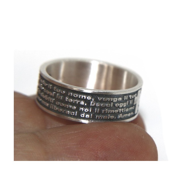 RMB|Anello Argento 925 da uomo donna fascia preghiera padre nostro italiano