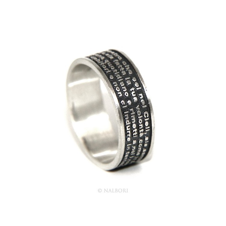 RMB|Anello Argento 925 da uomo donna fascia preghiera padre nostro italiano