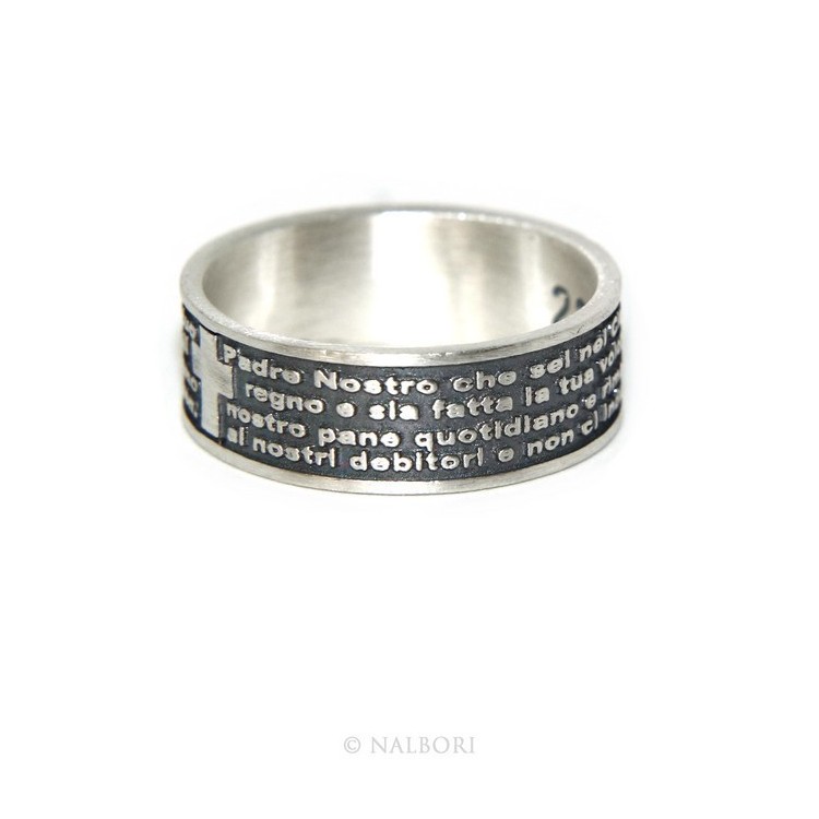 RMB|Anello Argento 925 da uomo donna fascia preghiera padre nostro italiano