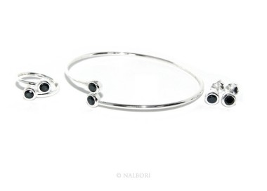 RMB|SILVER 925: Bracelet slave woman earrings natural zircons ring shining black blacks