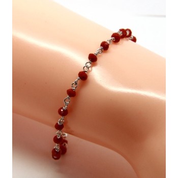 RMB|Bracciale uomo donna Argento 925 Con cristallo rosso 3/ 3,5 mm lavorazione rosario marsigliese fatto a mano