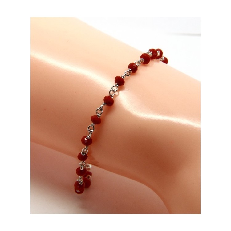 RMB|Man woman bracelet 925 Silver With RED 3 / 3.5 mm crystal processing Marseille rosary handmade