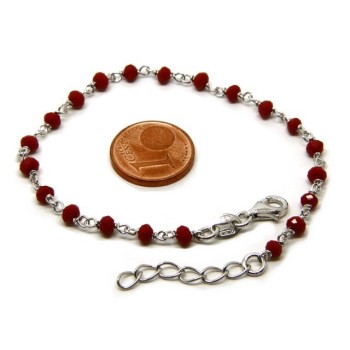 RMB|Bracciale uomo donna Argento 925 Con cristallo rosso 3/ 3,5 mm lavorazione rosario marsigliese fatto a mano