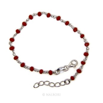 RMB|Bracciale uomo donna Argento 925 Con cristallo rosso 3/ 3,5 mm lavorazione rosario marsigliese fatto a mano