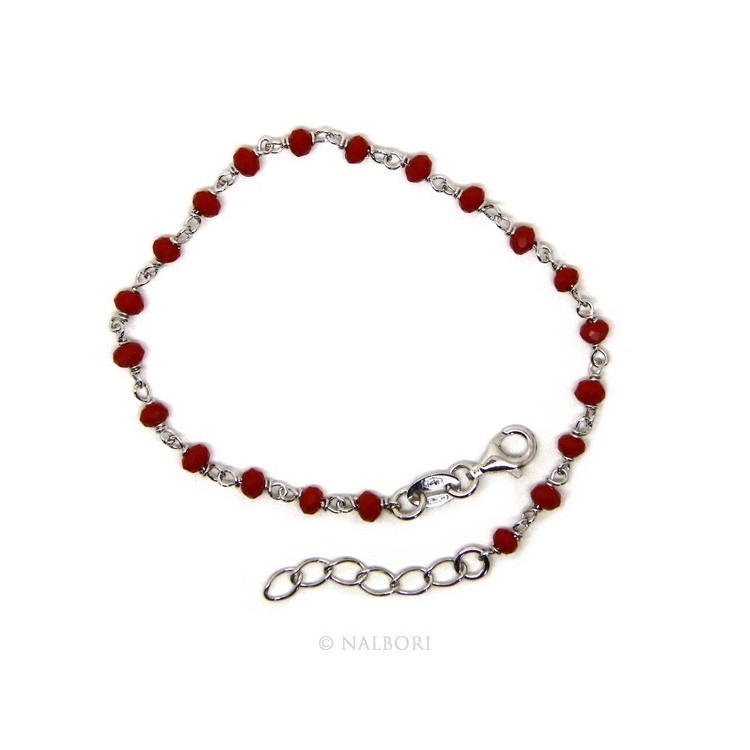 RMB|Man woman bracelet 925 Silver With RED 3 / 3.5 mm crystal processing Marseille rosary handmade