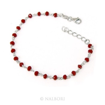 RMB|Bracciale uomo donna Argento 925 Con cristallo rosso 3/ 3,5 mm lavorazione rosario marsigliese fatto a mano