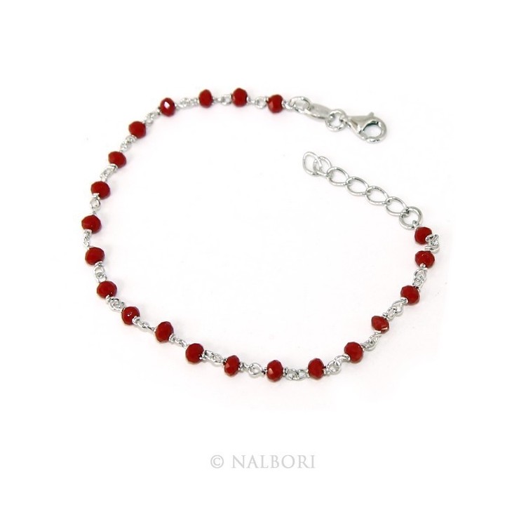 RMB|Bracciale uomo donna Argento 925 Con cristallo rosso 3/ 3,5 mm lavorazione rosario marsigliese fatto a mano