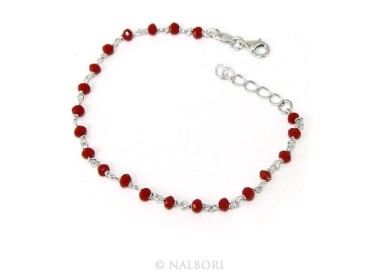 RMB|Bracciale uomo donna Argento 925 Con cristallo rosso 3/ 3,5 mm lavorazione rosario marsigliese fatto a mano