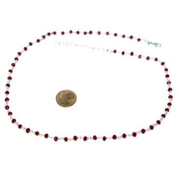 RMB|Necklace man woman 925 With red crystal 3.5 mm machining Marseille rosary handmade 45 + 5