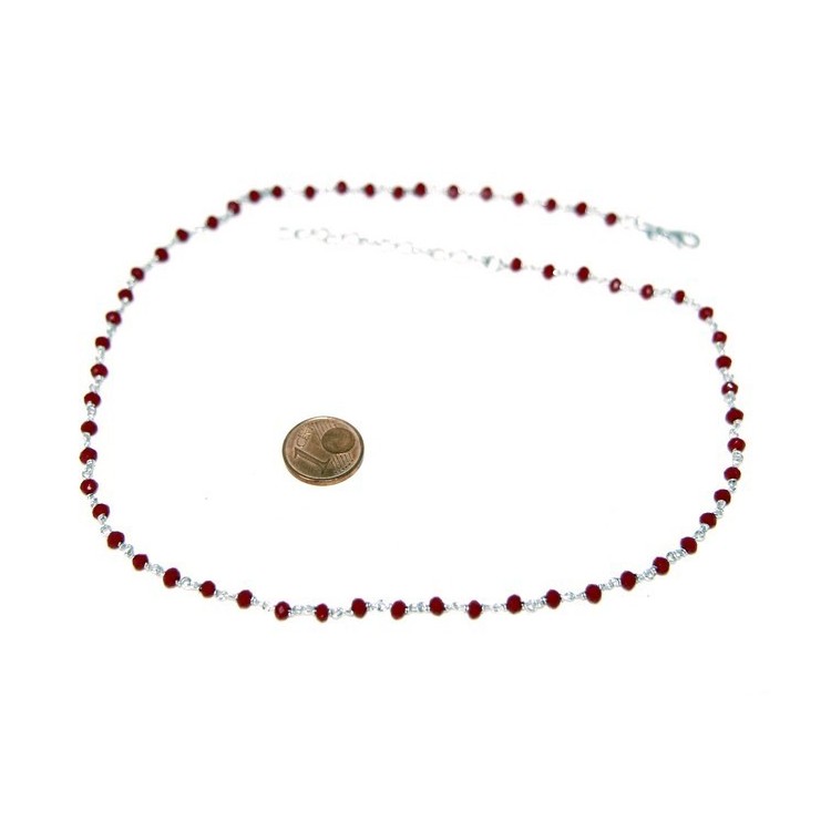 RMB|Necklace man woman 925 With red crystal 3.5 mm machining Marseille rosary handmade 45 + 5