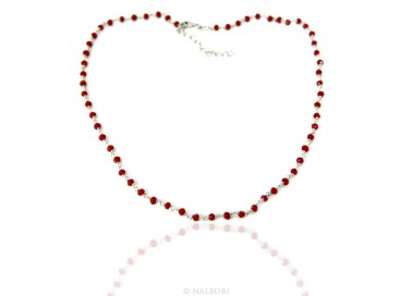 RMB|Necklace man woman 925 With red crystal 3.5 mm machining Marseille rosary handmade 45 + 5