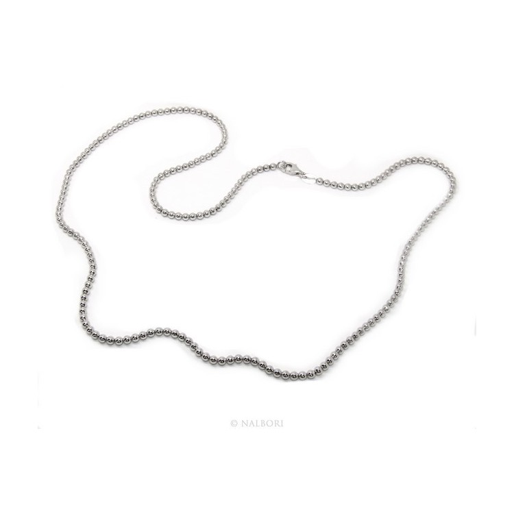 RMB|ARGENTO 925 : Girocollo collana pallini palline balls 3,0 mm infilate rodio rodiato