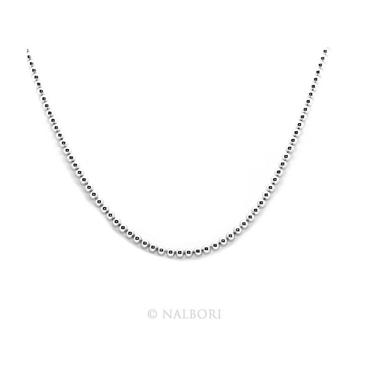 RMB|ARGENTO 925 : Girocollo collana pallini palline balls 3,0 mm infilate rodio rodiato