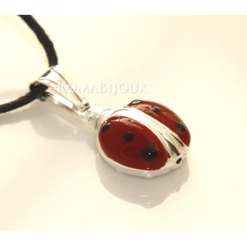 RMB|Ciondolo Coccinella Smaltato in Argento 925 con laccio - Made in Italy