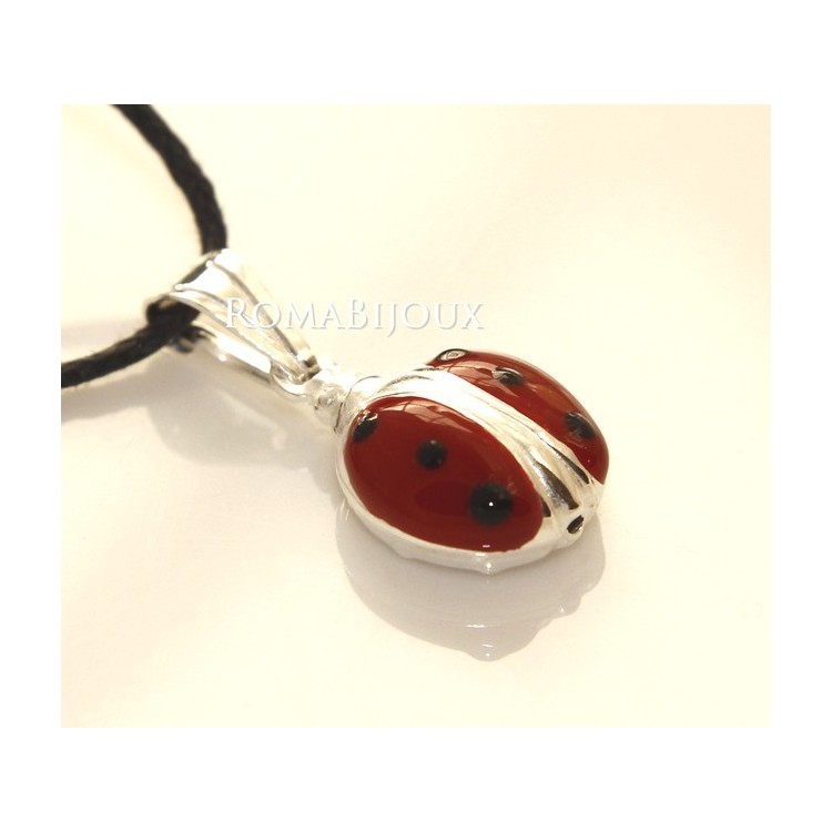 RMB|Ciondolo Coccinella Smaltato in Argento 925 con laccio - Made in Italy