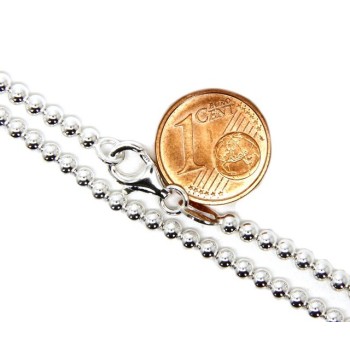 RMB|ARGENTO 925 : Girocollo collana pallini palline balls 3,0 mm infilate chiaro sbiancato