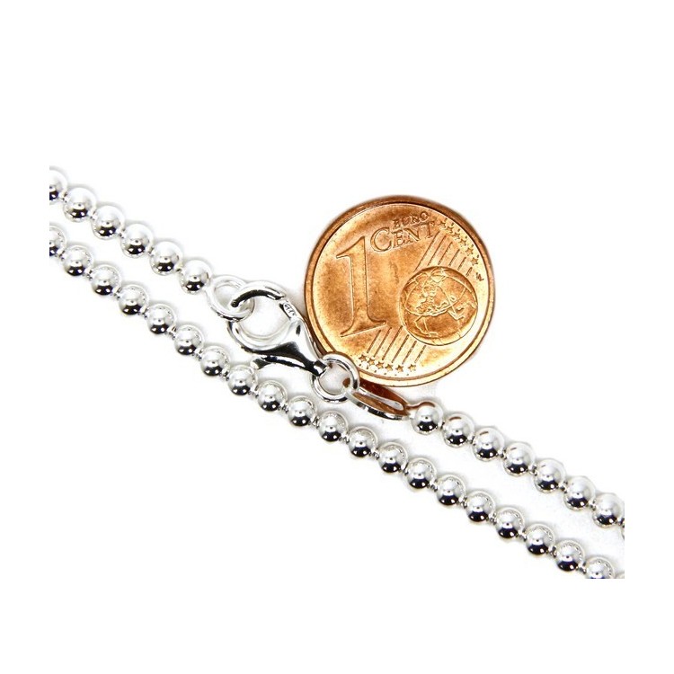 RMB|SILVER 925: balls dots Choker necklace strung balls 3.0 mm clear bleached