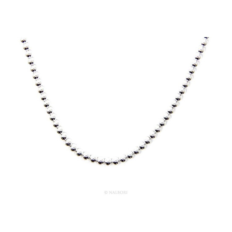 RMB|SILVER 925: balls dots Choker necklace strung balls 3.0 mm clear bleached