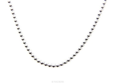 RMB|ARGENTO 925 : Girocollo collana pallini palline balls 3,0 mm infilate chiaro sbiancato