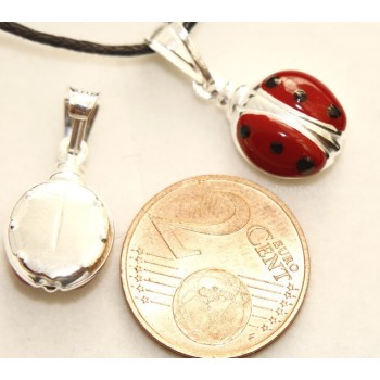 RMB|Ciondolo Coccinella Smaltato in Argento 925 con laccio - Made in Italy